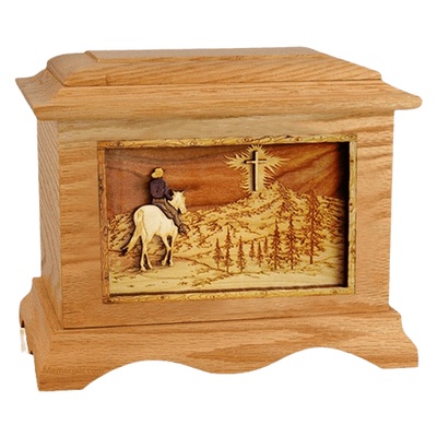 Last Horse Ride Oak Cremation Urn