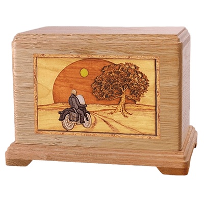 Motorcycle & Moon Oak Hampton Cremation Urn