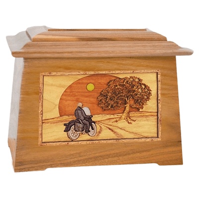 Motorcycle & Moon Oak Aristocrat Cremation Urn