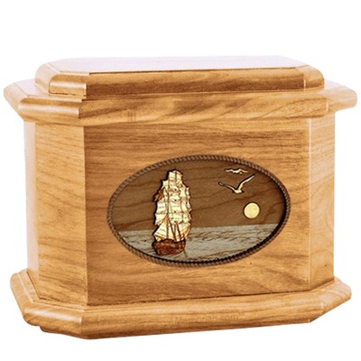 Sailing Home Oak Octagon Cremation Urn