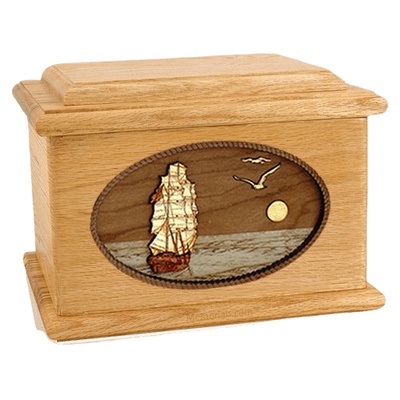 Sailing Home Oak Memory Chest Cremation Urn