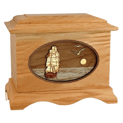 Sailing Home Oak Wood Cremation Urn