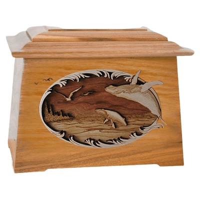 Whale & Calf Oak Aristocrat Cremation Urn