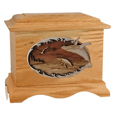 Whale & Calf Oak Cremation Urn