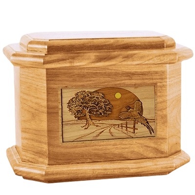 Pheasant Oak Octagon Cremation Urn