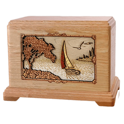 Sailboat Oak Hampton Cremation Urn