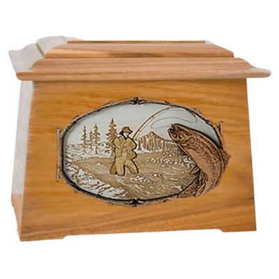 Fly Fishing Oak Aristocrat Cremation Urn