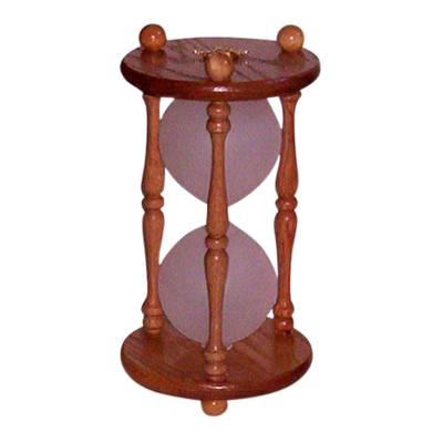 Hourglass Pillar Oak Pet Urn