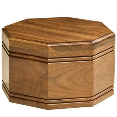 Octagon Walnut Wood Cremation Urn