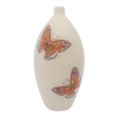 Orange Butterfly Ceramic Cremation Urn