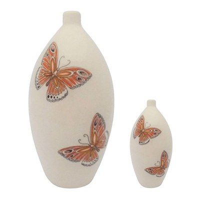 Orange Butterfly Ceramic Cremation Urns 