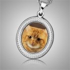 Cat Oval Picture Cremation Pendant