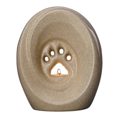 Paw Print Crackled Ceramic Urn