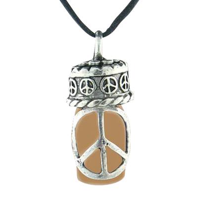 Peace Brown Cremation Urn Necklace