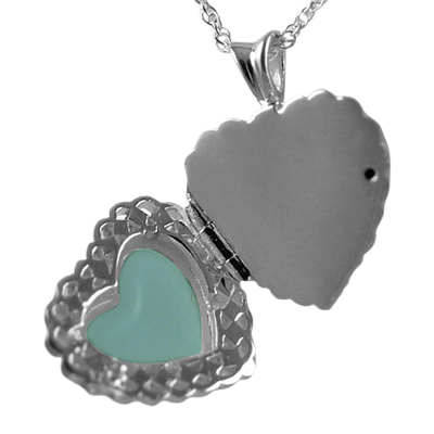 Pearl Photo Heart Cremation Jewelry