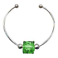 Emerald Cube Bead Ash Bracelet