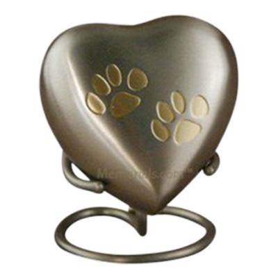 Paw Print Bronze Heart Pet Urn