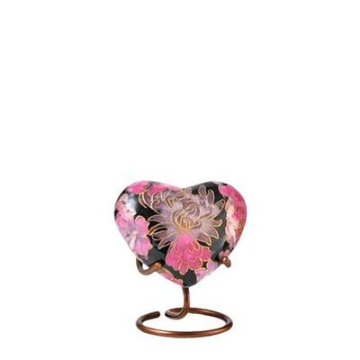 Pink Flowers Elite Heart Cloisonne Urn