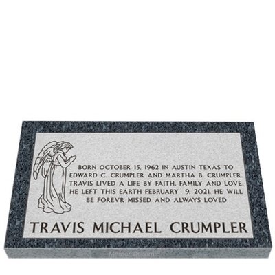 Praying Angel Cemetery Granite Grave Marker 24 x 14