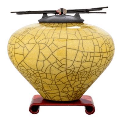 Raku Yellow Cremation Urns