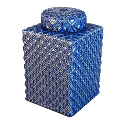 Diamond Blue Jar Cremation Urn