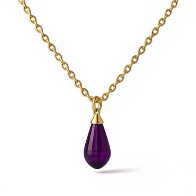 Purple Teardrop Cremation Diamond Necklace