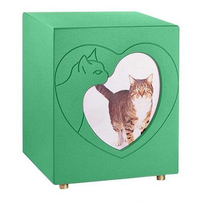 Purring Green Photo Cat Urn