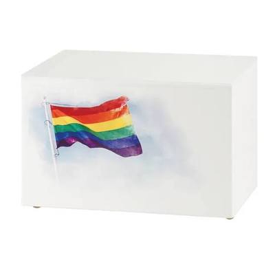 Rainbow Pride painted Wooden Urn