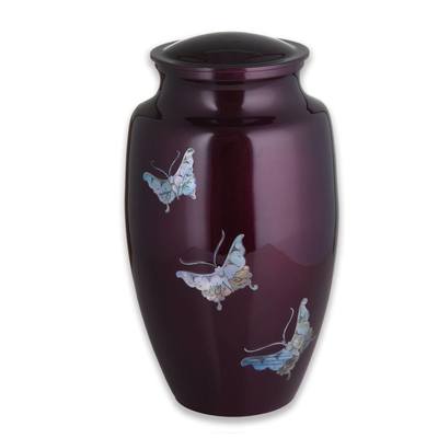 Red Butterflies Cremation Urn