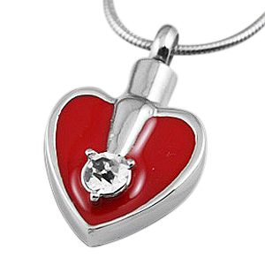 Red Crystal Heart Cremation Jewelry