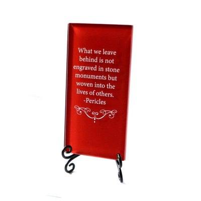 Red Leave Behind Glass Plaque