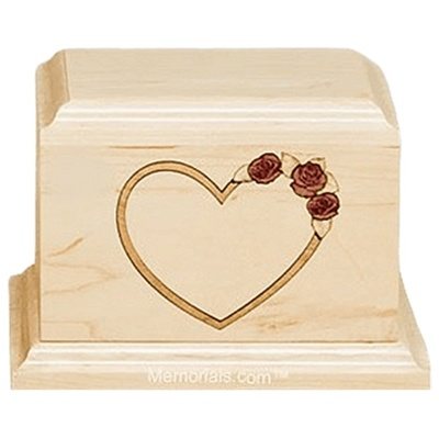 Red Rose Maple Wood Cremation Urn