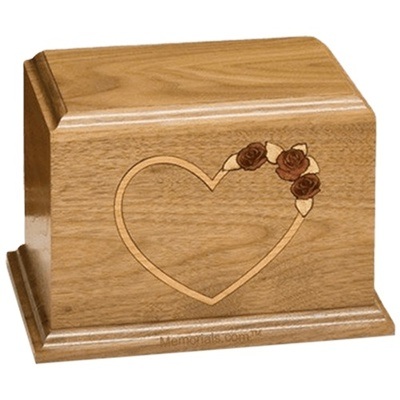 Red Rose Walnut Wood Cremation Urn