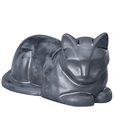 Resting Ash Cat Ceramic Urn