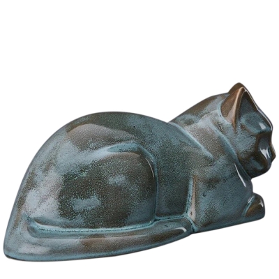 Resting Sage Cat Ceramic Urn
