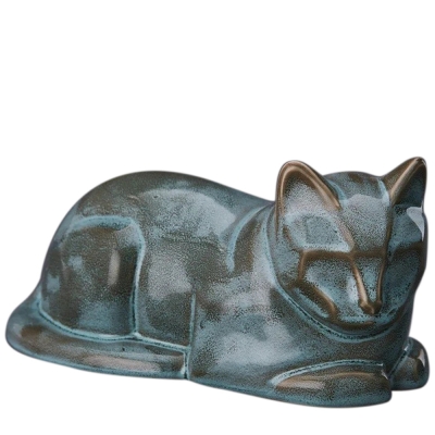 Resting Sage Cat Ceramic Urn