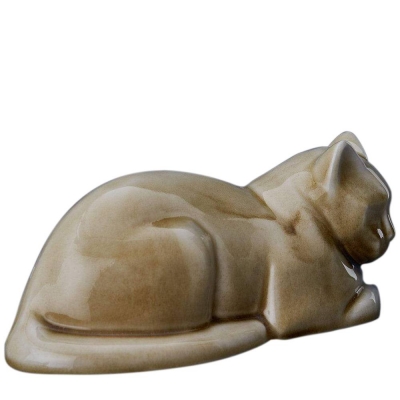 Resting Sand Cat Ceramic Urn