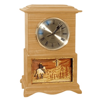 Riding and Cross Clock Oak Cremation Urn