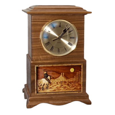 Riding and Moon Clock Walnut Cremation Urn