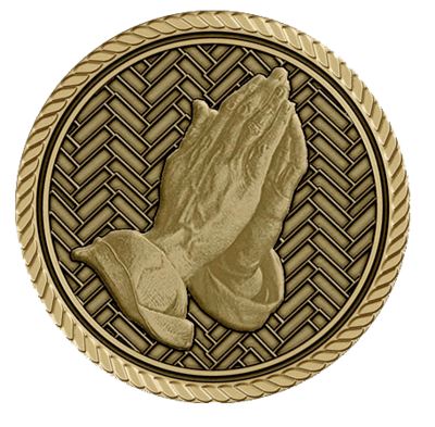 Right Facing Praying Hands Small Medallion