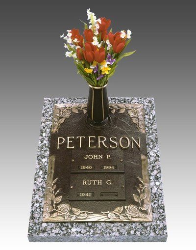 Rose Companion Cremation Grave Marker 16 x 24