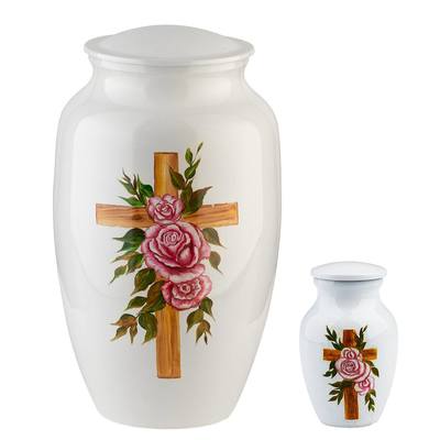 Rose Cross Metal Urns