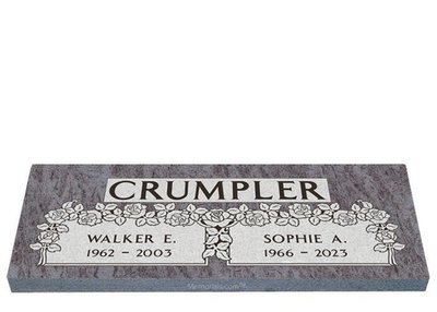Roses Bloom For You Companion Granite Headstone 36 x 12