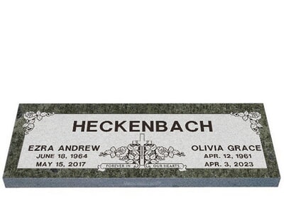 Roses Forever Companion Granite Headstone 40 x 14