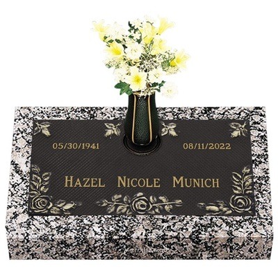 Roses On My Heart Bronze Grave Marker