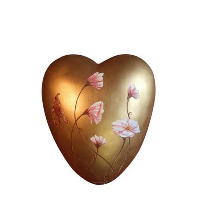 Royal Cosmea Ceramic Keepsake Heart Urn