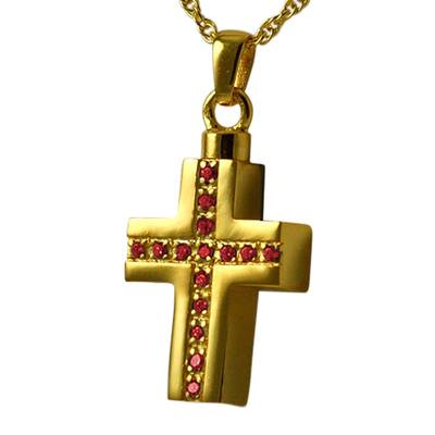 Ruby Crystal Cross Keepsake Pendant II