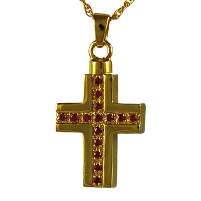 Ruby Crystal Cross Keepsake Pendant II