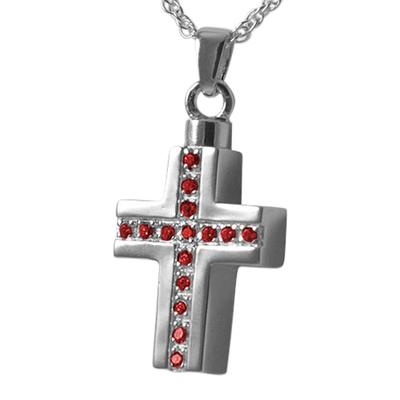 Ruby Crystal Cross Keepsake Pendant