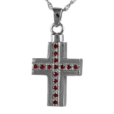 Ruby Crystal Cross Keepsake Pendant